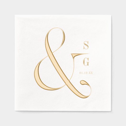 Modern minimalist typography couples monogram servietten mit folie (Vorderseite)