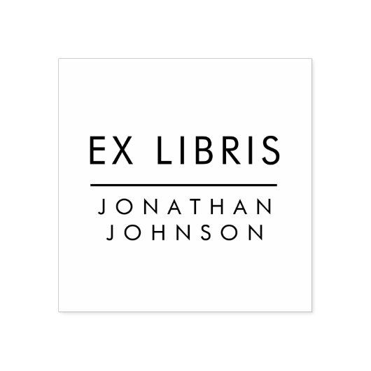 Modern Minimalist Typography Custom Name Ex Libris Gummistempel (Prägung)