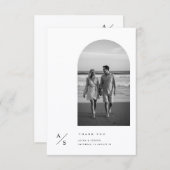 Modern Minimalist Typography Photo Budget Wedding Dankeskarte (Vorne/Hinten)