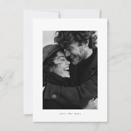 Modern Minimalist Typography Photo Budget Wedding Save The Date (Vorderseite)