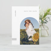 Modern Minimalist Typography Photo Wedding Save The Date (Stehend Vorderseite)