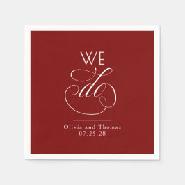 Modern Minimalist Typography Red Wedding We Do Serviette