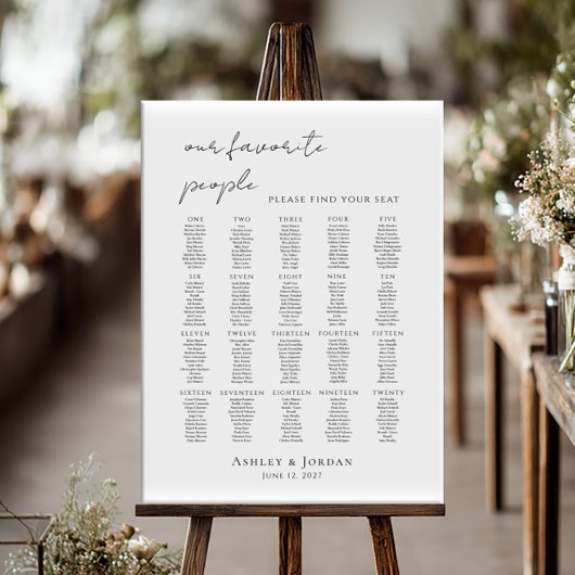 Modern minimalist up to 20 tables seating plan poster