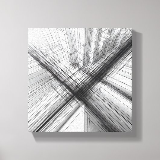 Modern Minimalist Urban Wireframe - Abstract 3D  Leinwanddruck (Vorderseite)