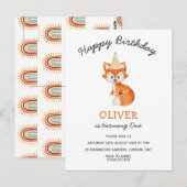 Modern minimalist Wald Fuchs erster Geburtstag Postkarte (Vorne/Hinten)