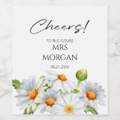 Modern Minimalist Watercolol Daisy Bridal Shower Weinetikett (Einzelnes Label)