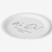 Modern Minimalist We Do! Script Wedding Dinner Pappteller (Schrägansicht)
