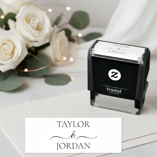 Modern Minimalist Wedding Custom Name  Permastempel