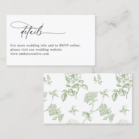Modern Minimalist Wedding Details Enclosure Card Visitenkarte (Vorne/Hinten)