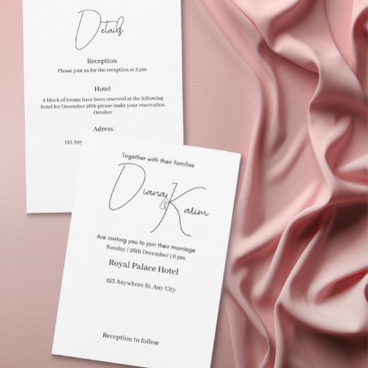 Modern Minimalist Wedding Einladung White