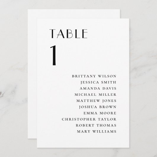 Modern Minimalist Wedding | Elegant Seating Chart Einladung (Vorne/Hinten)