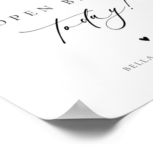 Modern Minimalist Wedding Open Bar Table Sign Poster (Ecke)