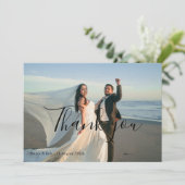 Modern Minimalist Wedding Photo Dankeskarte (Stehend Vorderseite)