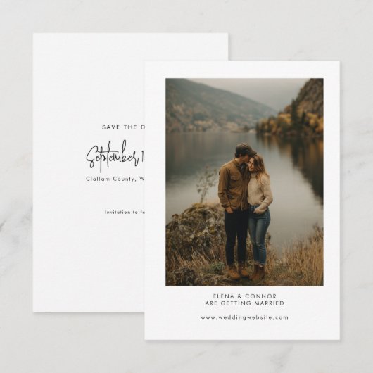 Modern Minimalist Wedding Photo Save the Date (Vorne/Hinten)
