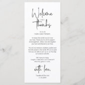 Modern Minimalist Wedding Reception Thank You Card Programm (Vorderseite)