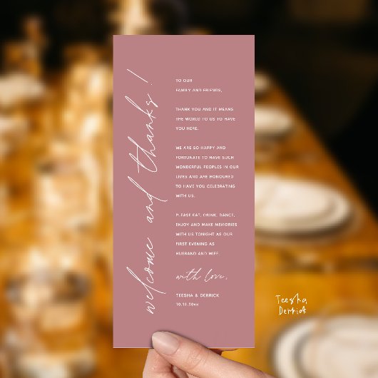 Modern Minimalist Wedding Reception Thank You Card Programm
