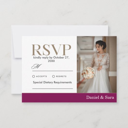 Modern Minimalist Wedding RSVP Card with Photo (Vorderseite)