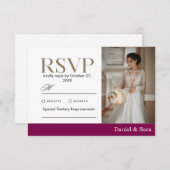 Modern Minimalist Wedding RSVP Card with Photo (Vorne/Hinten)