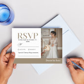 Modern Minimalist Wedding RSVP Card with Photo Karte