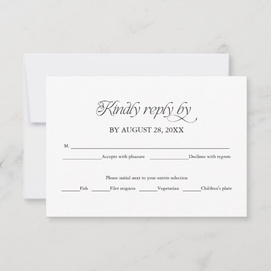 Modern Minimalist Wedding RSVP Elegant Reply Card Karte (Vorderseite)