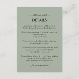 Modern Minimalist Wedding | Sage Green Timeless Begleitkarte
