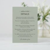 Modern Minimalist Wedding | Sage Green Timeless Begleitkarte (Stehend Vorderseite)