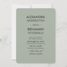 Modern Minimalist Wedding | Sage Green Timeless Einladung