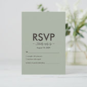 Modern Minimalist Wedding | Sage Green Timeless  RSVP Karte (Stehend Vorderseite)
