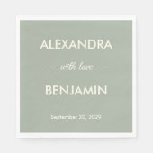 Modern Minimalist Wedding | Sage Green Timeless Serviette (Vorderseite)
