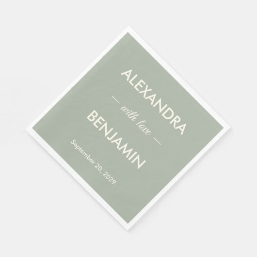 Modern Minimalist Wedding | Sage Green Timeless Serviette (Ecke)