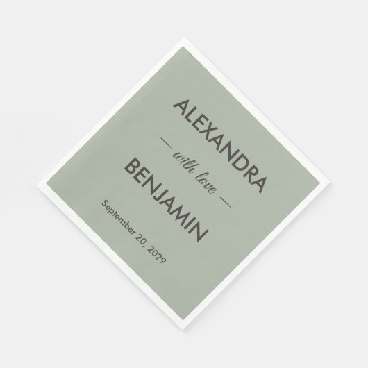 Modern Minimalist Wedding | Sage Green Timeless Serviette (Ecke)