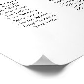 Modern Minimalist Wedding Seating Chart 15 Tables Poster (Ecke)