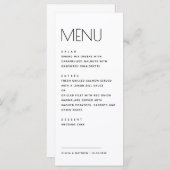 Modern Minimalist Wedding. Simple Clean Typography Menükarte (Vorne/Hinten)