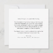 Modern Minimalist Wedding Thank You Card With Note Dankeskarte (Rückseite)