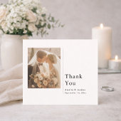 Modern Minimalist Wedding Thank You Card With Note Dankeskarte