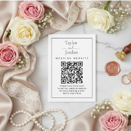 Modern Minimalist Wedding Website QR Code Card Begleitkarte