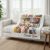 Modern Minimalist White 10 Photo Collage With Name Fleecedecke
