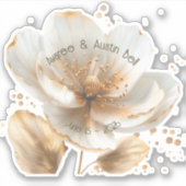 Modern Minimalist White and Gold Wedding Sticker (Vorderseite)