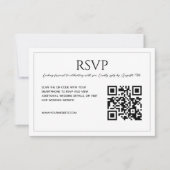 Modern minimalist white black QR code wedding RSVP Karte (Vorderseite)