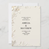 Modern Minimalist White Floral Wedding Invitation Einladung (Vorderseite)