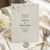 Modern Minimalist White Floral Wedding Invitation Einladung