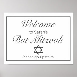 Modern Minimalist White Mitzvah Welcome Sign Poster