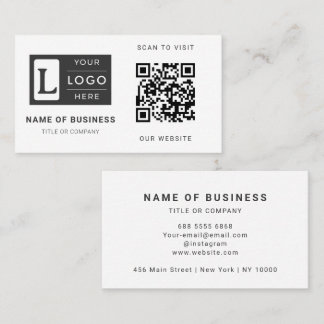 Modern Minimalist White QR Code Custom Logo Visitenkarte