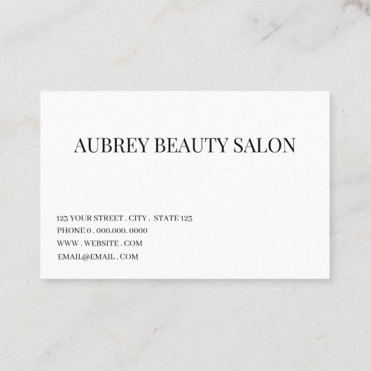 Modern minimalist white script  Black Visitenkarte (Rückseite)