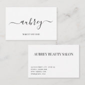 Modern minimalist white script  Black Visitenkarte (Vorne/Hinten)