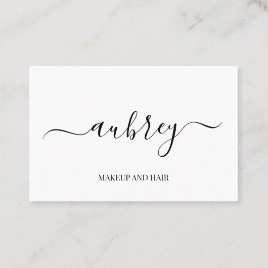 Modern minimalist white script  Black Visitenkarte (Vorderseite)