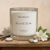 Modern Minimalist White Script Candle Label  Quadratischer Aufkleber