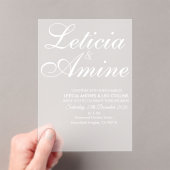 Modern Minimalist White Typographic Wedding Acryleinladungen (Insitu (Handheld))