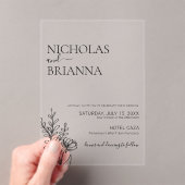 Modern Minimalist Wildflower Simple Wedding Acryleinladungen (Insitu (Handheld))