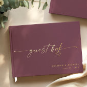 Modern Minimalist Wine Script Wedding Gästebuch